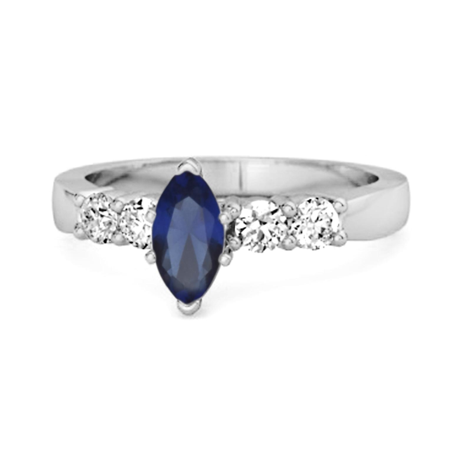 

Blue Sapphire Tapered Five- 925 Stone Ring - 925 Sterling Silver 11.5 білий