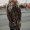 Luxury Women Long Sleeve Lapel Collar Print Woolen Leopard Thick Warm Midi Coat