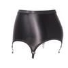 Lesklá latexová sukně na zadek s kovovými sponami Elastické podvazkové pásy Černé Sexy Dámské spodní prádlo s vysokým pasem pro punčochy Párty