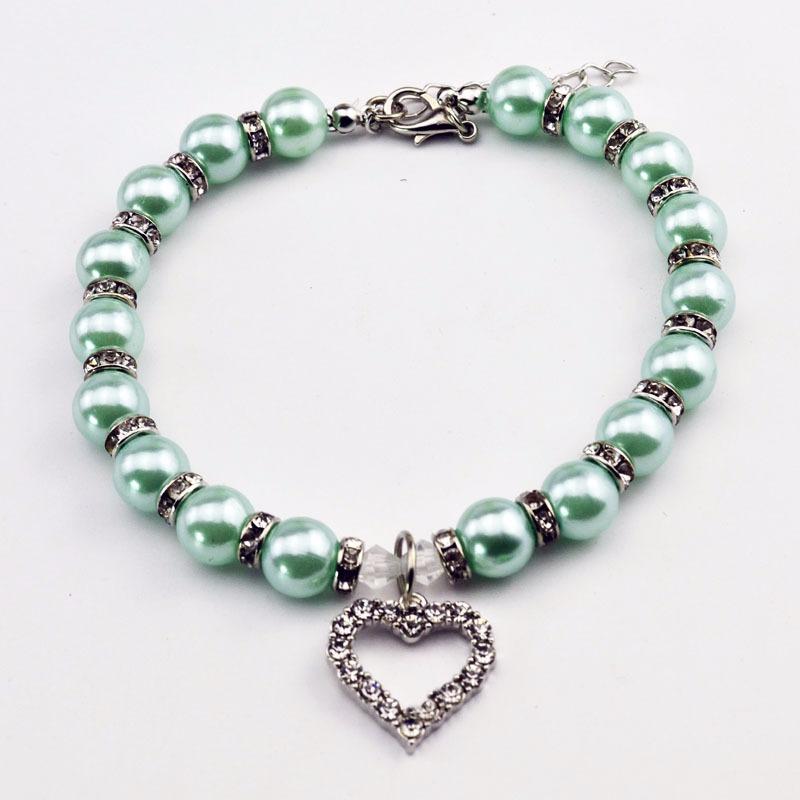 Fashion Pet Puppy Dog Cat Piggy Pearl Necklace Pet Accessories Love PendantPets Dogs Cats Collar