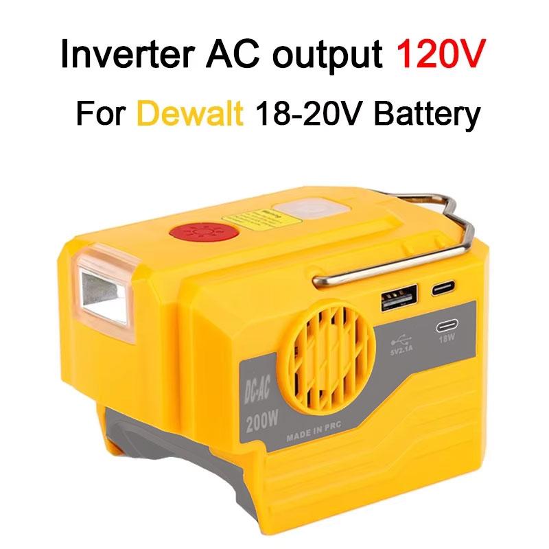 Portable Inverter 200W AC For Dewalt For Makita/Bosch/Milwaukee/Ryobi 18V Battery 120-220V Modified Sine Wave Power Adapter USB