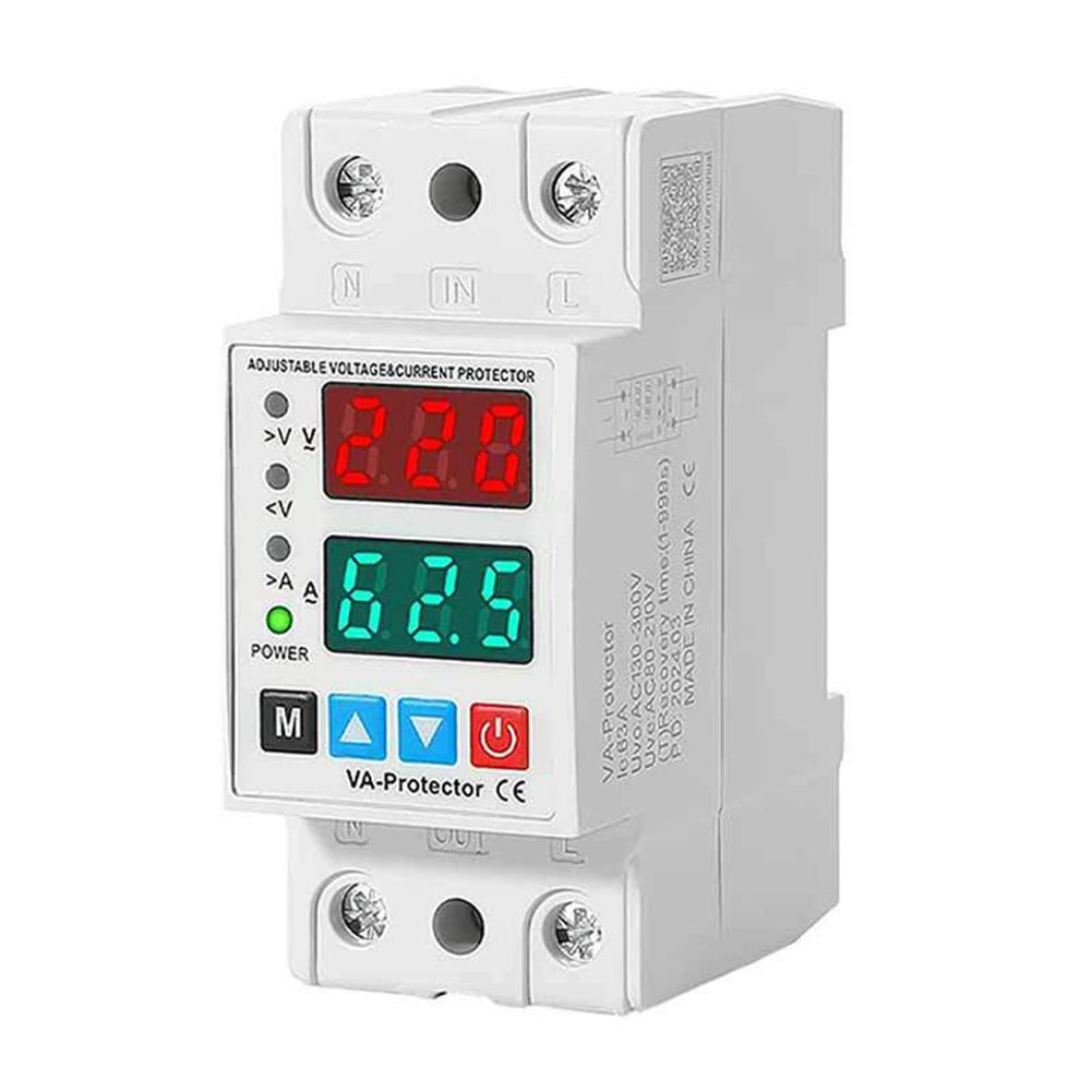 Einstellbarer Überspannungs- und Überstromschutz AC 220V Doppelanzeige Spannungs- und Stromüberwachung mit automatischer Abschaltung