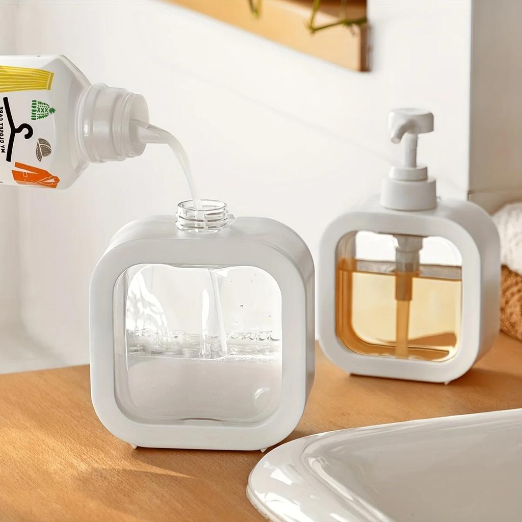 1pc- Transparent Split Bottle, Bathroom Hand Sanitizer Preparation Bottle, Plastic Press Visual Lotion