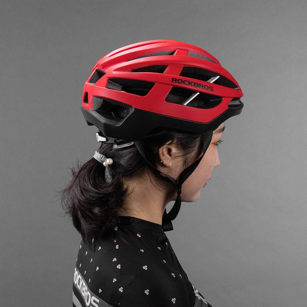 ROCKBROS Bicycle Helmet for Road Highly Adjustable Bikes, CPSC/CE Certified, Lightweight, Sturdy, Ultra-Ventilated, Sizes, Adult, M/L (Red, M)