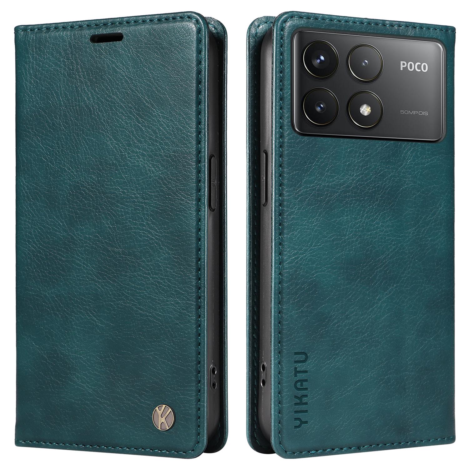 

For Xiaomi Redmi K70 5G/K70 Pro 5G/Poco F6 Pro 5G Case Leather Phone Cover Strong Magnetic Closure Blue