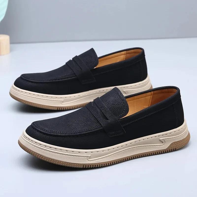 Men's Casual Thick-Soled Loafers Comfortable Soft-Soled Lazy Shoe Classic Autumn And Winter Solid-Color Anti -Slip Driving Shoes