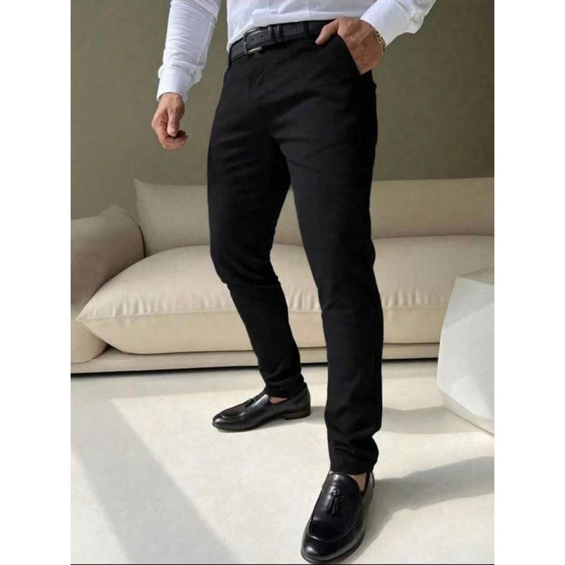 New Men's Business Casual Pants Straight Trousers Commuting Versatile Solid Color Trousers Men's Wholesale