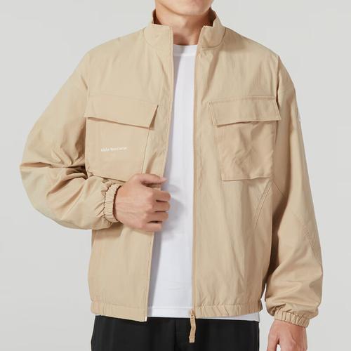 adidas Solid Color Stand Collar Long Sleeve Outdoor Work Jacket Men's Khaki