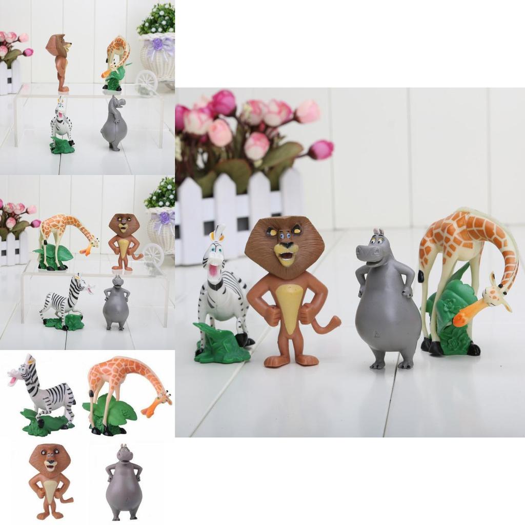 Miniature Madagascar Movie Action Figures 4 Roles Included Non-toxic Pvc Material