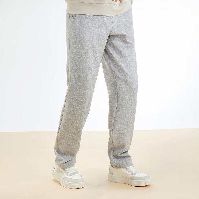 Anta Training Series Solid Color Mid Waist Fleece Straight Leg Casual Pants Men Bottoms 952357305-2