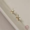 925 Sterling Silver Cross Star Stud Earrings for Women Korean 14K Gold Plated Earrings Wedding Jewelry