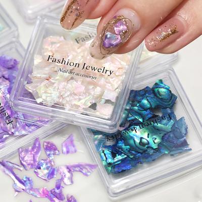 Autocollants Nail Art Irréguliers Décorations Faux Ongles Paillettes Coquillage Autocollant DIY Ornements Manucure Charms Décor Ongles
