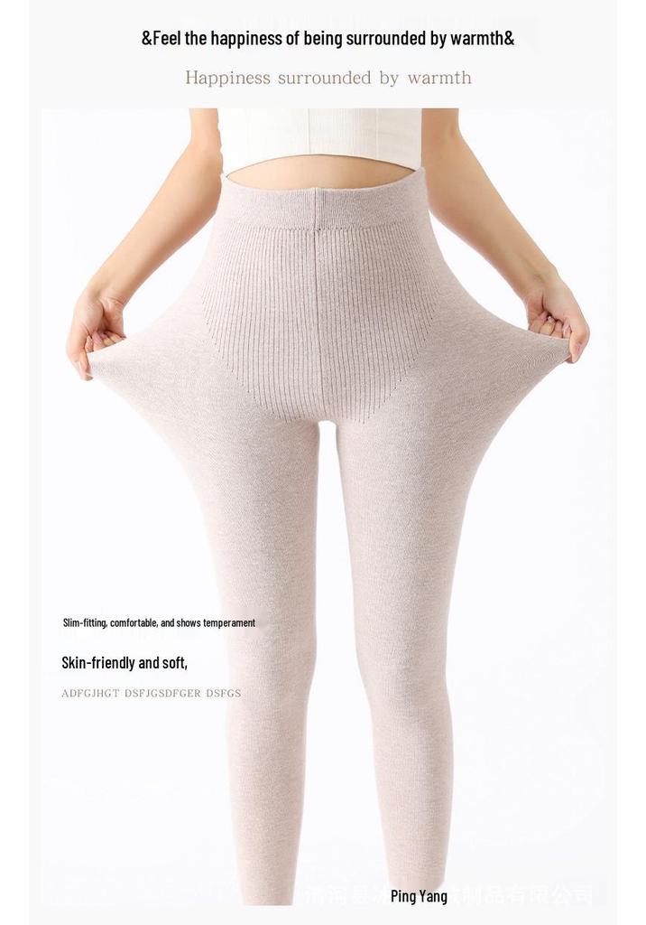 Unisex Wool Plush Pants: Warm, High-Waisted, Slim-Fit, Winter Base Layer for Couples