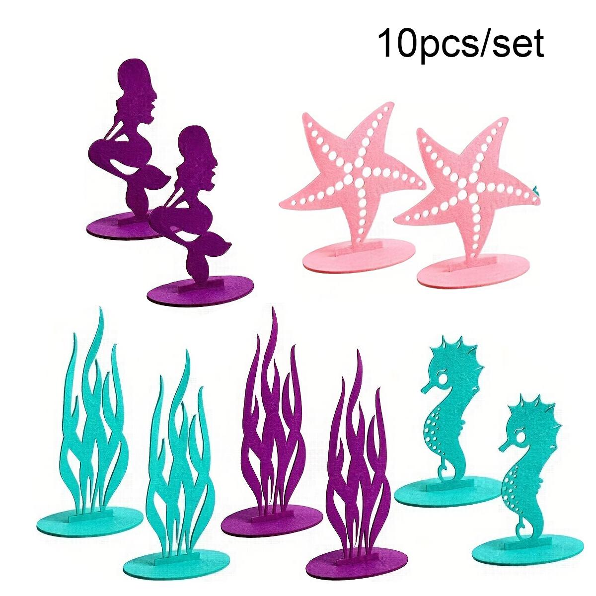 

10 шт./компл., украшения для тематической вечеринки «Русалочка», «сделай сам», фетровый коралловый орнамент для стола под морем, товары для дня рождения для девочек, детский душ
