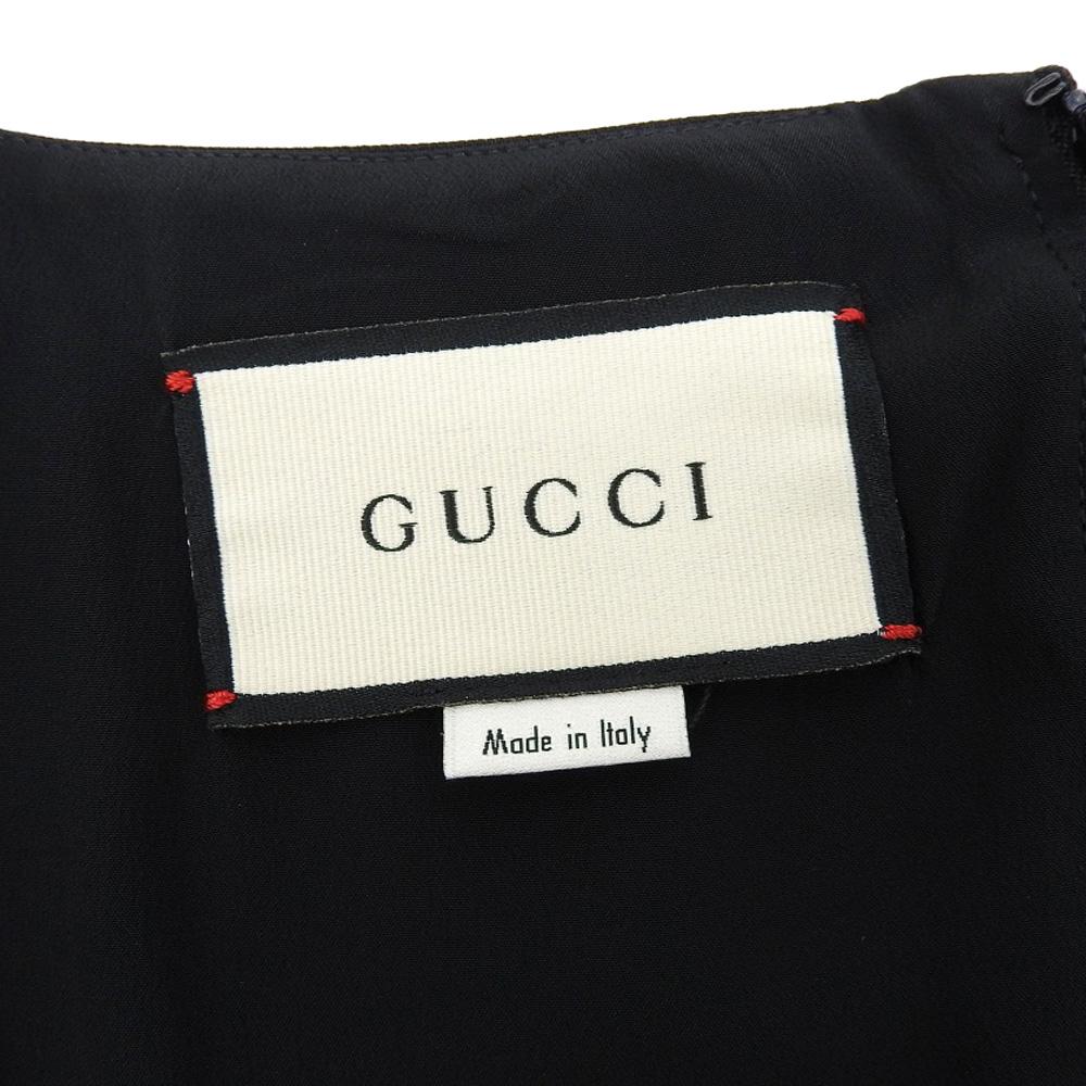 GUCCI Excellent condition G logo silk-blend wool dress, women's, black, size 40, 631484 dress 40 blackUsed