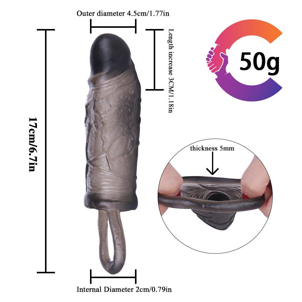 Reusable Penis Sleeve Extender Realistic Penis Condom Silicone Extension Sex Toy for Men Cock Enlarger Condom Sheath Delay