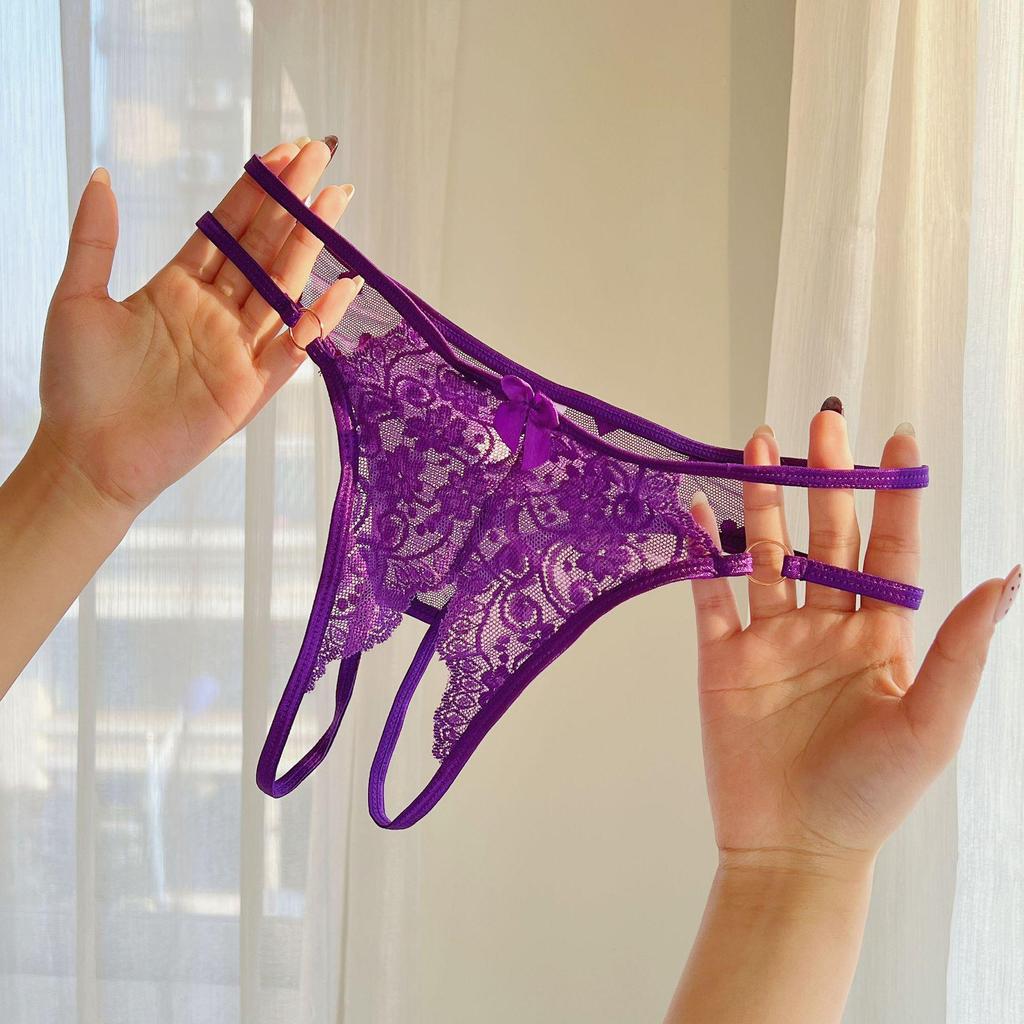 Tanga Desgarrable de Encaje con Abertura en la Entrepierna Transparente - Lencería Sexy Coqueta T-back