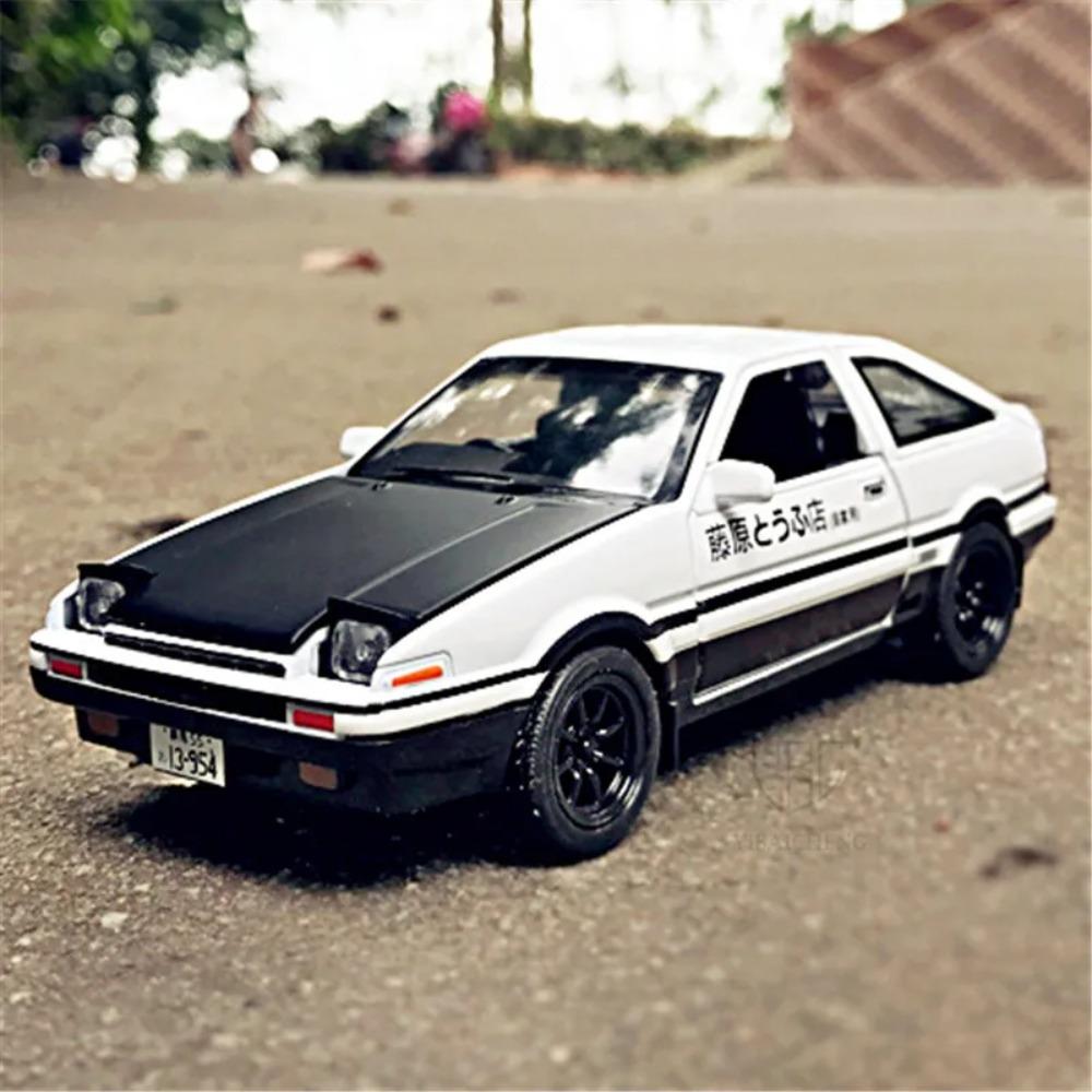 1/32 INITIAL D AE86 Alloy Car Model Diecast Toy Vehicles 4 Doors Opened Car Model Miniature Model With Light Toys For Children