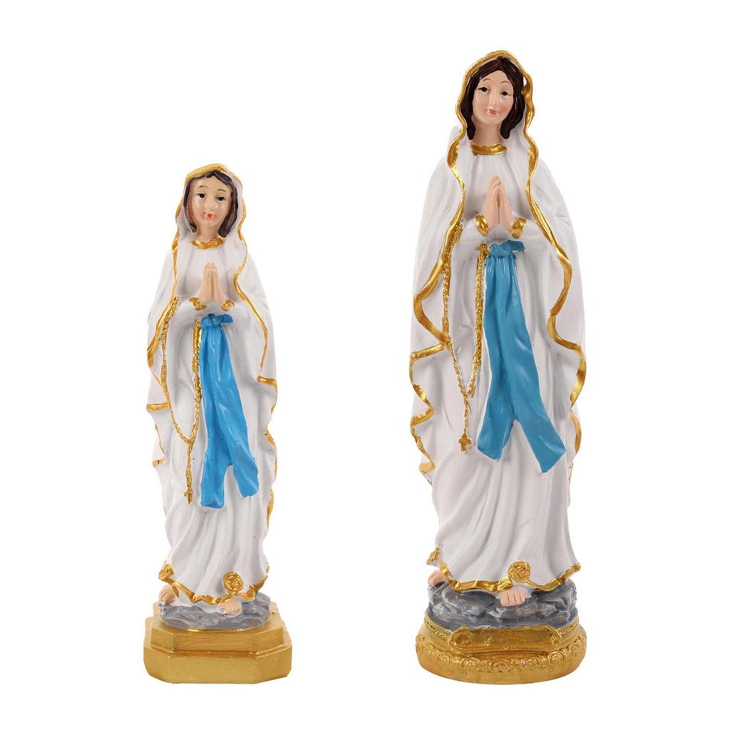 Catholic Virgin Mary Figurine Statue Hand Painted Lightweight Decorative Multipurpose Resin Religious Craft Desktop Ornament