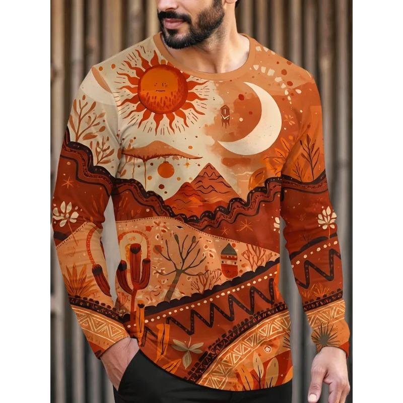 Autumn Men's 3D Printed Crew Neck Long Sleeve T-Shirt