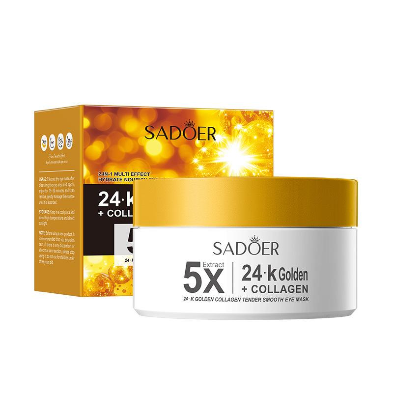 60pcs SADOER 24K Golden Crystal Collagen Eye Mask Anti Dark Circles Moisturizing Anti Wrinkles Anti-aging Seaweed Eye Patches