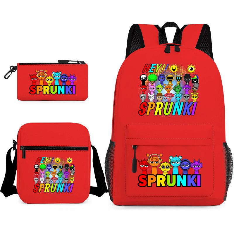 New Game Merchandise Primary School Bag Rhythm Box Sprunki Cartoon Starry Sky Backpack 3-piece Set L