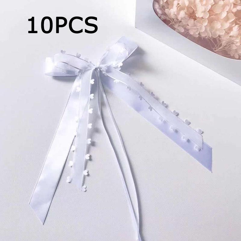 

WTEMPO Бант из марлевой ленты в форме сердца для вечеринки, белый бант из ленты, идеальный для свадьбы и дня рождения, украшение свадебного автомобиля, бант из ленты 10pcs