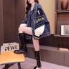 Mode schwere Industrie Patchwork Cardigan Pullover Damen Herbst und Winter Neu Locker Design Denim Strickjacke Trend