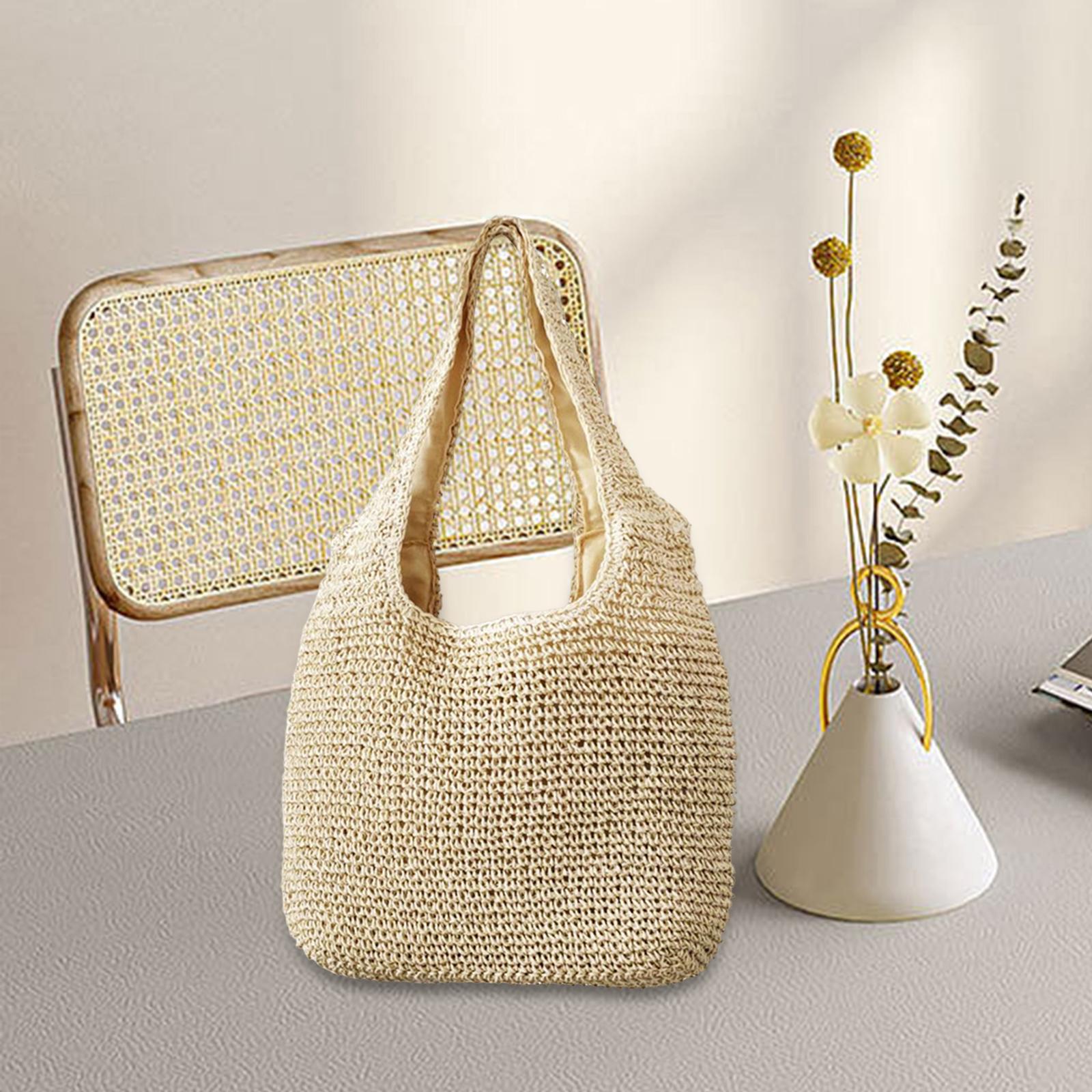 

Women Straw Woven Tote Bag Shoulder Bags Retro Style Large Handmade Purse Straw Bag for Vacation Daily Wear Summer Beach Travel