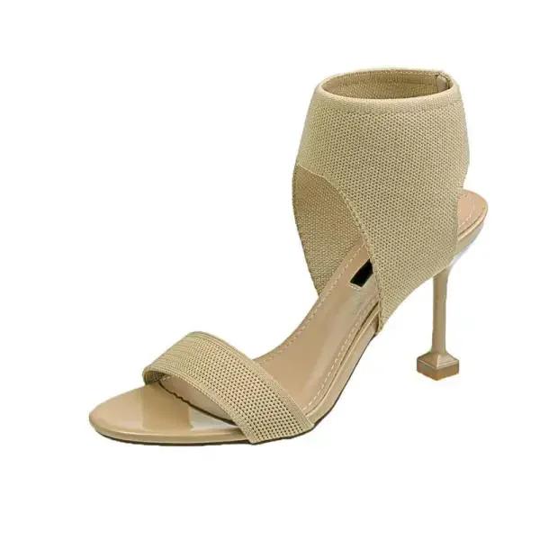 Spring Shoes  Heels Luxury Sandals 2024 Women's Open Toe Med Espadrilles Platform Fashion New Peep High Medium Stiletto Point