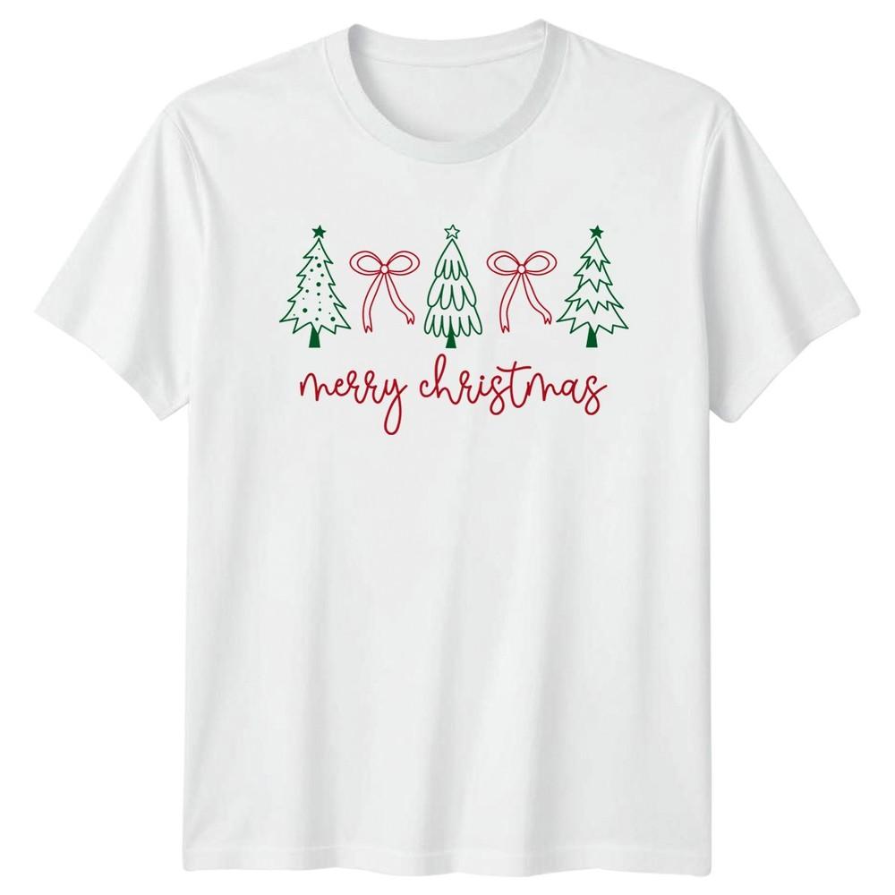 Merry Christmas Holiday Christmas Trees Bows Unisexs Unisexs Graphic Tee S