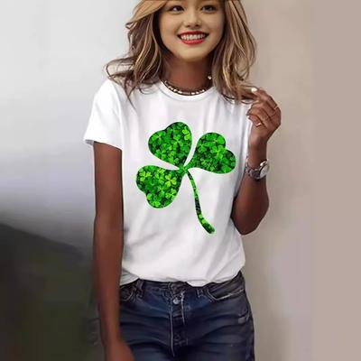 Summer Round Neck Printed Top Fashionable Casual Cute Short Sleeved Women's Pure Cotton T-shirts