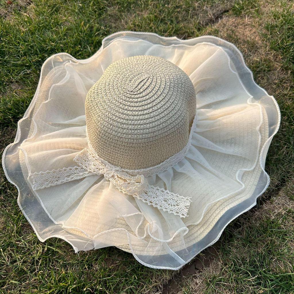 Dames Stro Zonnehoed met Brede Rand - Opvouwbare Strand- & Vakantiehoed