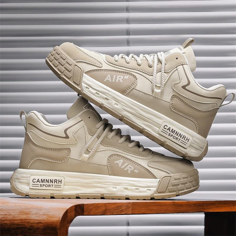 

Men s shoes autumn new non-slip daily wear-resistant sports leisure versatile trendy shoes thick-soled heightening soft-faced board shoes 39 бежевий