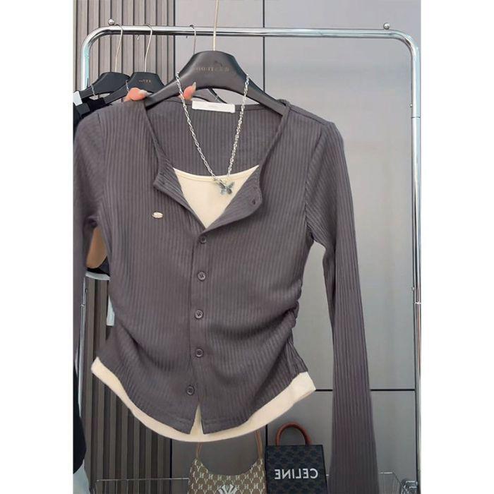 Women's 2024 Retro Slimming Two-Piece Long Sleeve T-Shirt