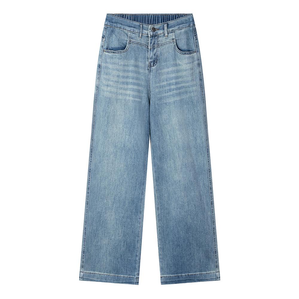2026 Spring High Waist Stretchy Plus Size Wide Leg Jeans for Women - Slimming, Versatile, Straight Leg Pants