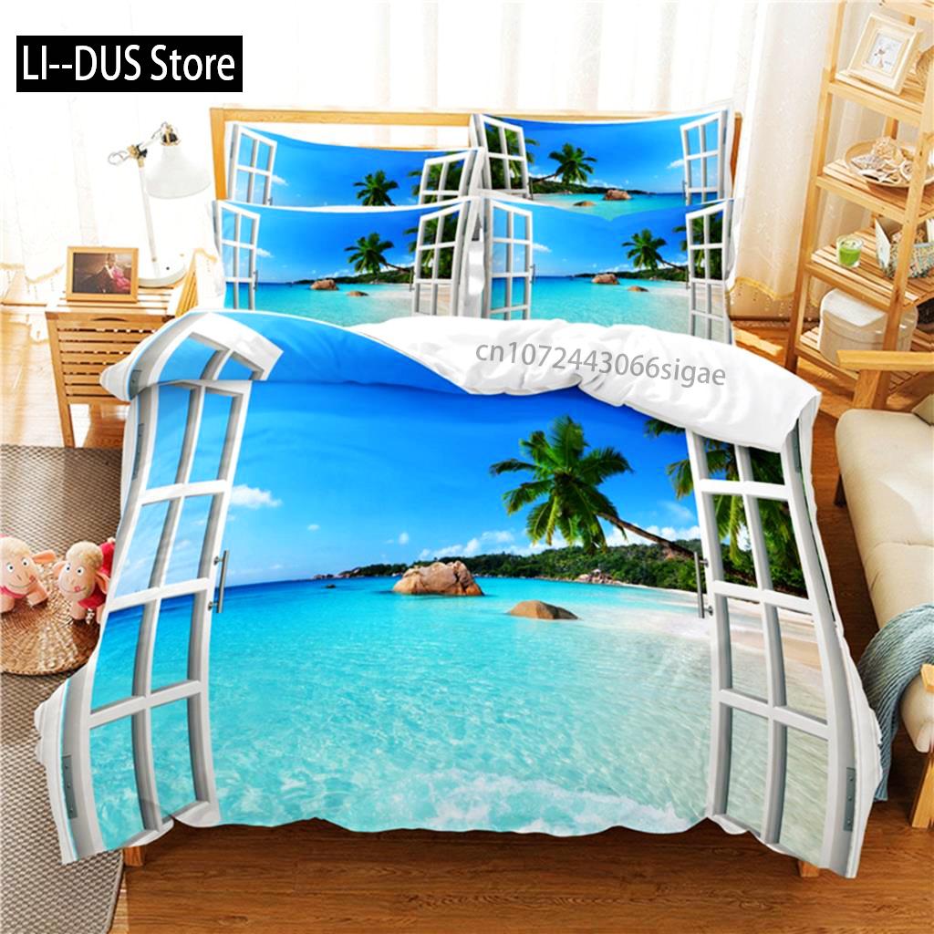 Seaside Bedding Set Duvet Cover Set 3d Bedding Digital Printing Queen Size Bedding Set Fashion Design