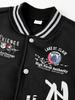 Men's Stand Collar Letter Print Baseball Cardigan Jacket