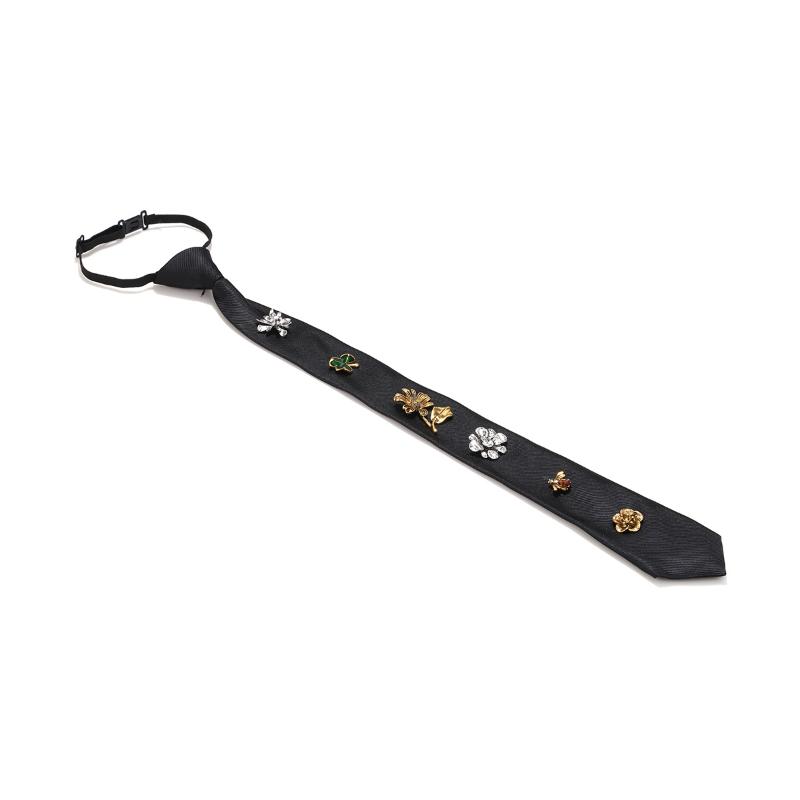 Versatile Flowers Insect Tie Black Luxury Design Shirt Tie Autumn Creativity Multi Element Splicing Accessories