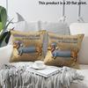 2 pièces Bonne nuit petit Teckel Housse de coussin décorative en lin Rêves doux Étui coussin chien mignon pour canapé chambre décoration de maison