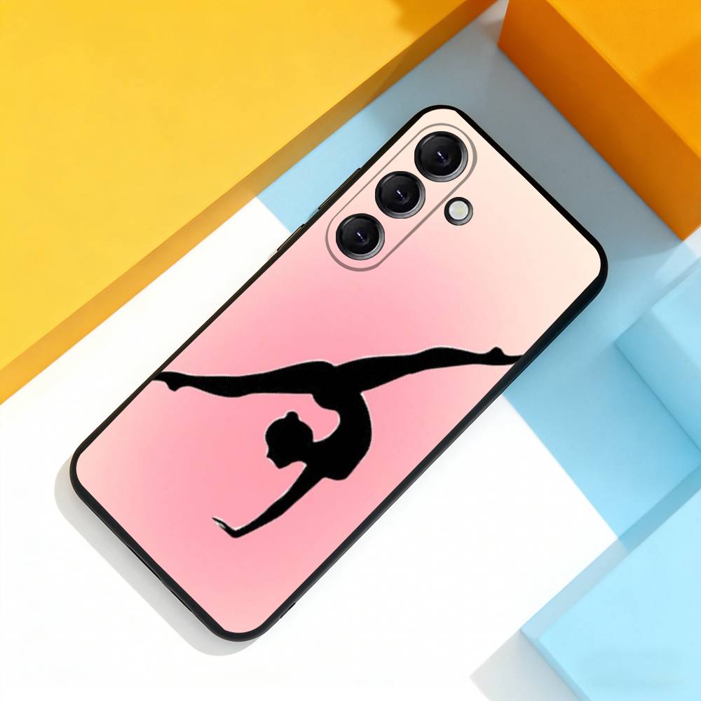 GYM Girl Gymnastic Phone Case For Samsung Galaxy A 73,72,51,53,52,71,22,5G,Note,J7,8,9 Soft Precise Hole Black Cover