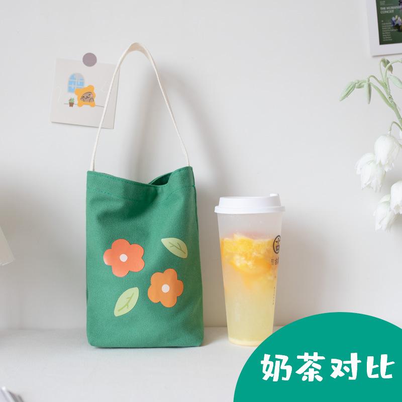 Summer Portable Canvas Bag Female Student Water Cup Milk Tea Fashion Mobile Phone Messenger Bag