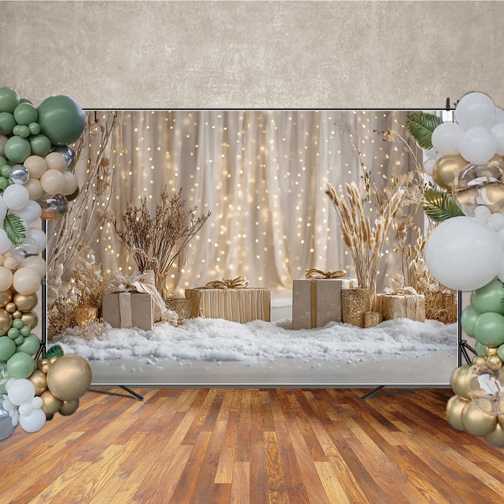MOON.QG Curtains String Lights Photography Backdrop Studio Pampasgrass Christmas Boho Gifts Background Decor Studio Photozone