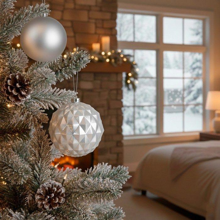 Boules de sapin de Noël - SPRINGOS - 15 cm - Argent - Incassables - 6 pcs