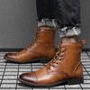 Jumpmore Fashion Trend Leather Men Boots Autumn Winter Retro Ankle Boots Lace Up Casual Shoes For Men Wear Resistant Size38 -48