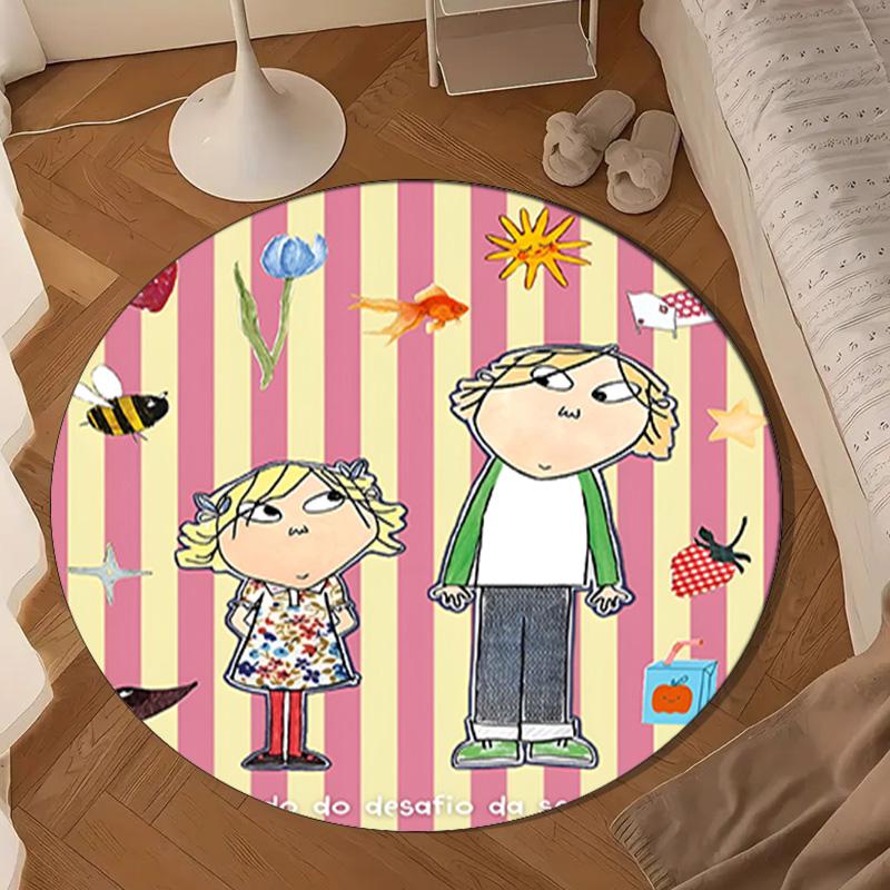 Char-lie and Lola Adventure Round Rug for Livingroom,Bedroom, Palyroom, Chair Rug, Area rug, Circle Carpet, Large Size Decor Fan Christmas gift
