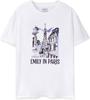 Emily in Paris Damen T-Shirt in Weiß | Gezeichnete Pariser Landschaft Kurzarm Grafik-T-Shirt | Netflix Serie Merchandise Unisex T-Shirt