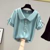 Women's Sweet White Peter Pan Collar Pearl Button Chiffon Blouse