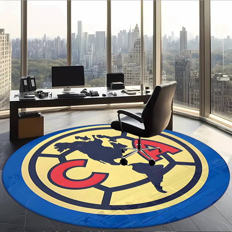 Club América (5) Round Office Rug Decorative Floor Rug for Office Bedroom Living Room and Home Space