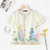 ZANZEA Women Summer V-Neck Casual Floral Print Short Sleeve Blouse